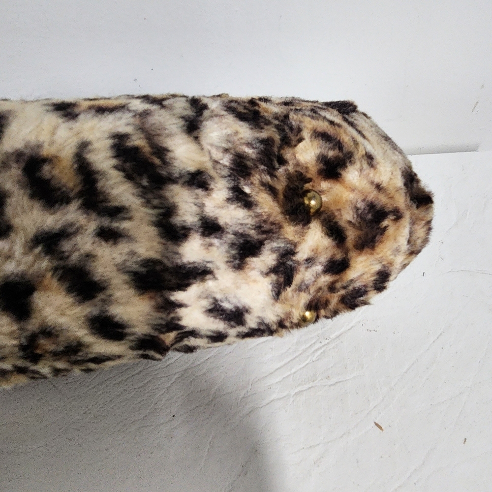 Vintage 1960s Faux Leopard Chain Link Handle Handbag - Picture 9 of 10